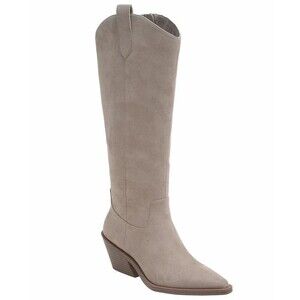 Wild Pair Letitiaa Womens US 8M Beach Khaki Microsuede Knee High Western Boots